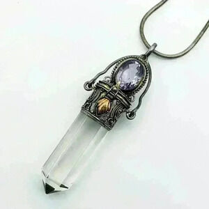 Sterling Silver Clear Quartz and Amethyst Necklace
